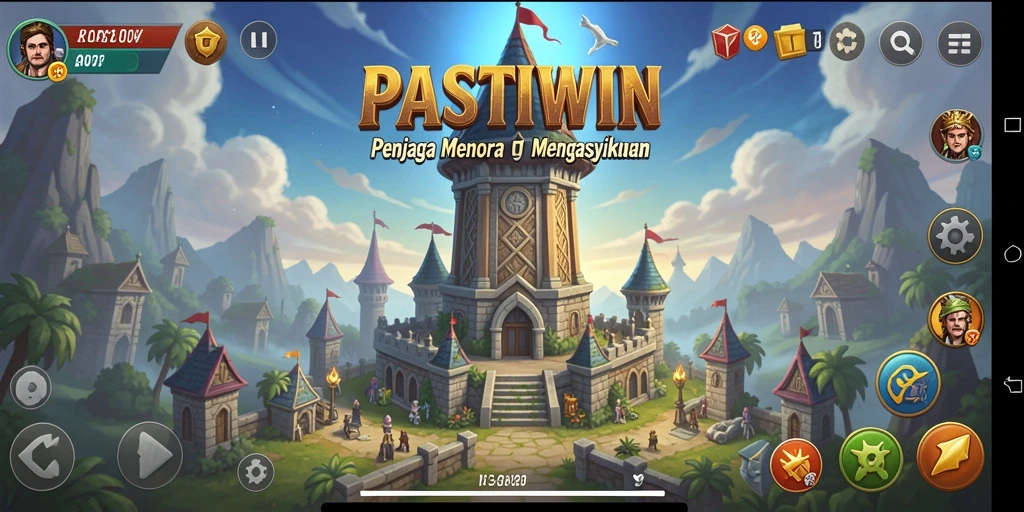 Screenshot utama PASTIWIN menampilkan aksi seru dalam game Tower Defense.