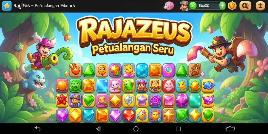 Tampilan gameplay seru dan penuh warna dalam RAJAZEUS Match-3.